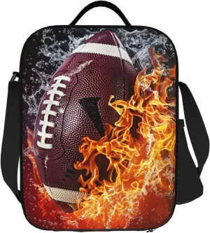 Lunch Bag Women Men Football Lunch Box Lunch Tote Bag Portable With Adjustable Shoulder Strap Insulated Cooler for Work Offices Camping Picnic Beach Hiking