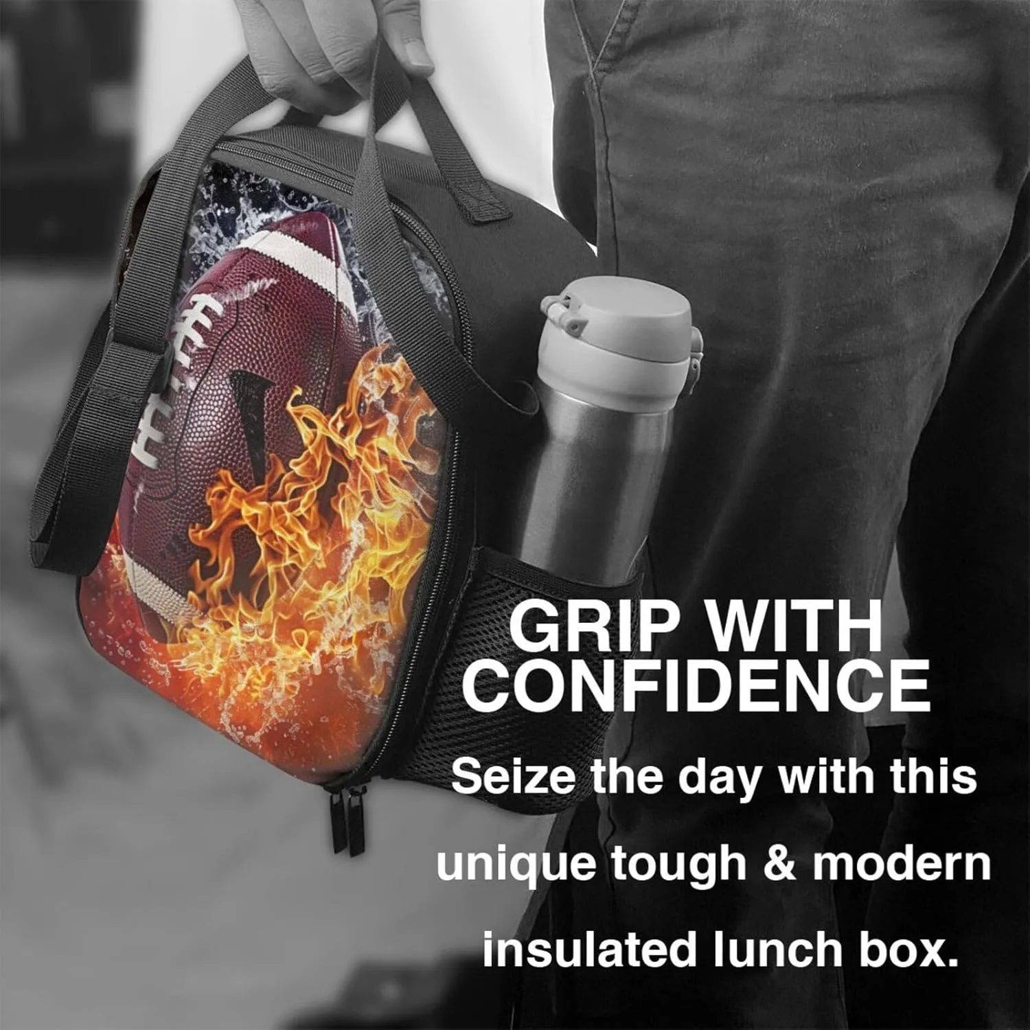 Lunch Bag Women Men Football Lunch Box Lunch Tote Bag Portable With Adjustable Shoulder Strap Insulated Cooler for Work Offices Camping Picnic Beach Hiking