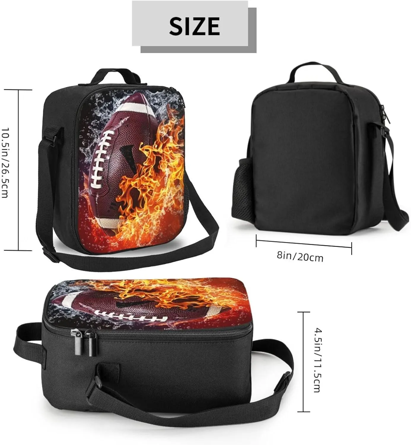 Lunch Bag Women Men Football Lunch Box Lunch Tote Bag Portable With Adjustable Shoulder Strap Insulated Cooler for Work Offices Camping Picnic Beach Hiking