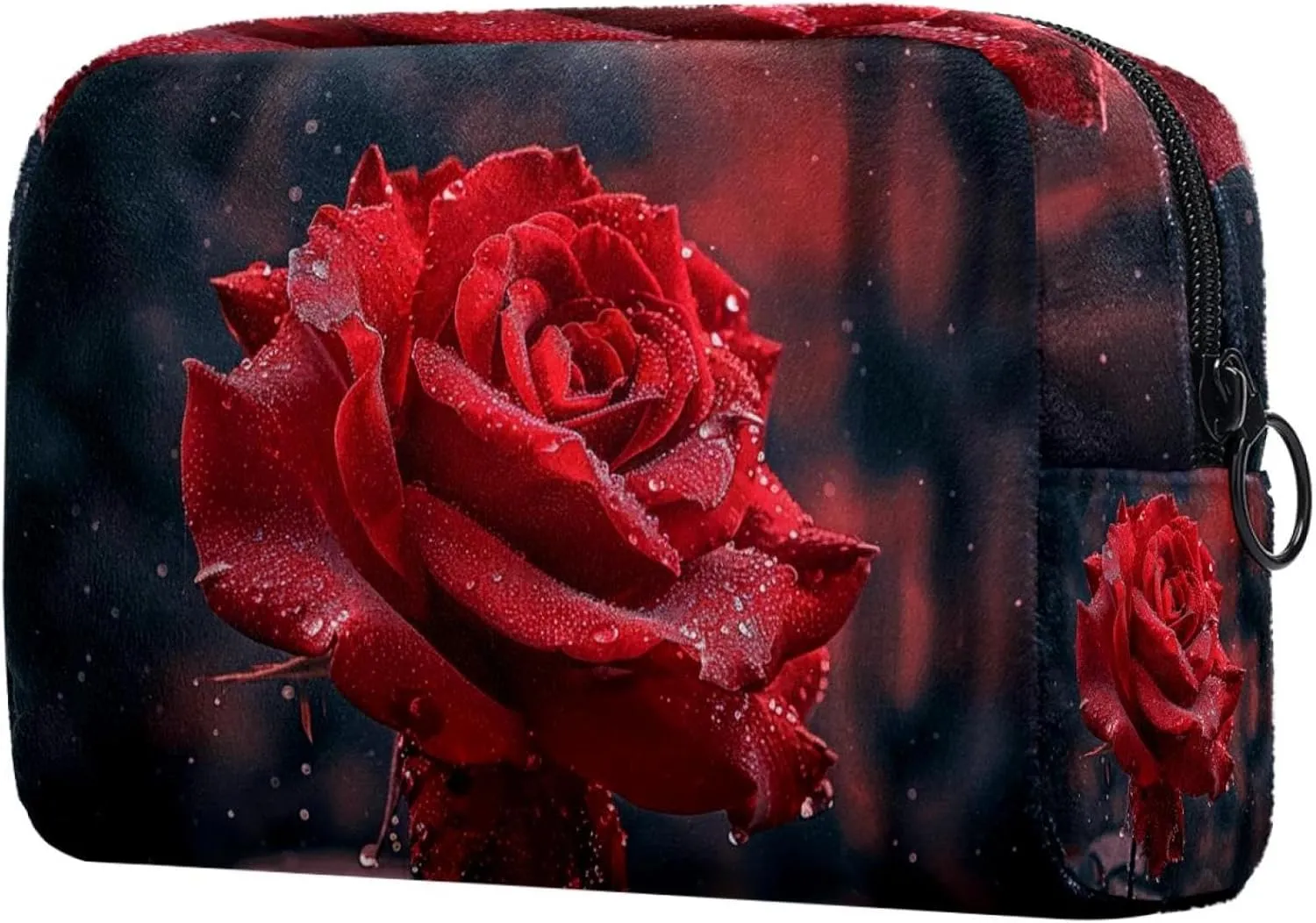 Makeup Bag Organizer,Cosmetic Bags for Women,Rose Water Drop Blossom,Small Makeup Pouch