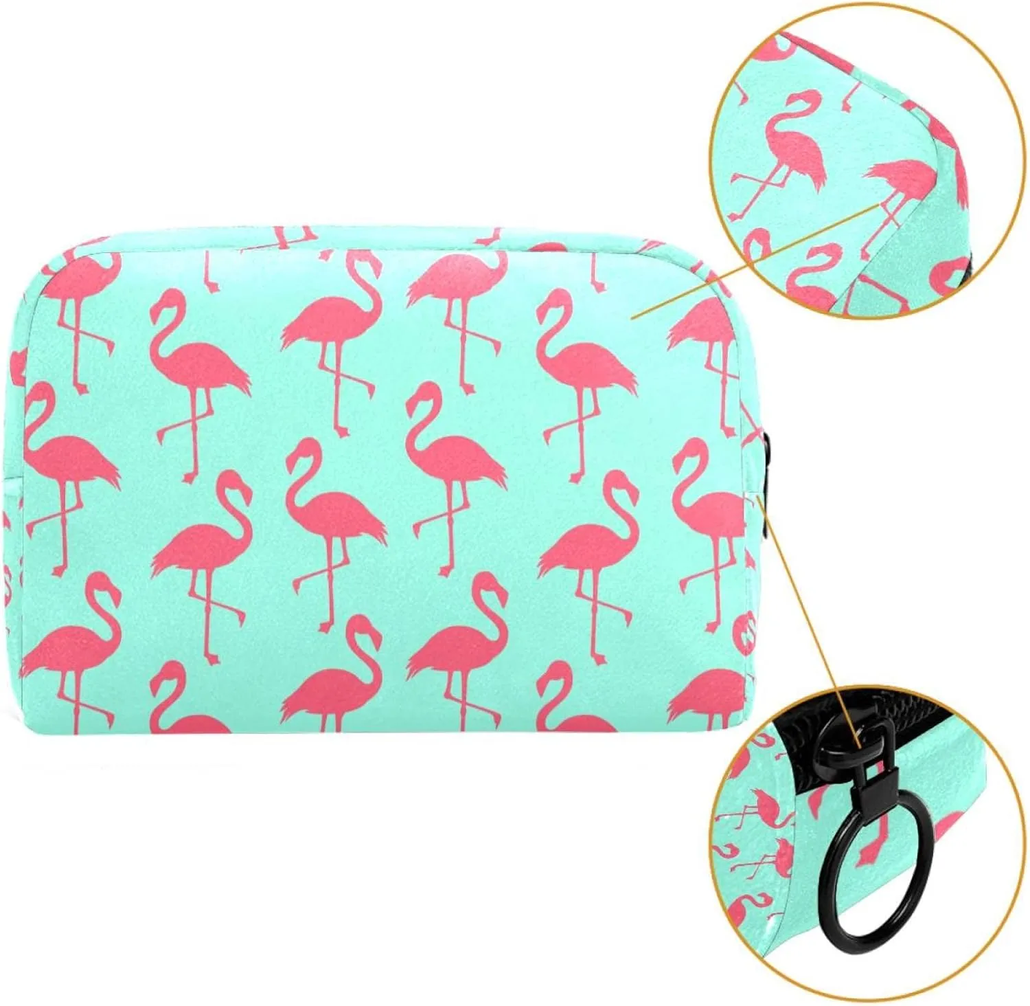 Makeup Organizer Bag, Seamless Elegant Flamingo Pattern Pencil Case Cosmetic Storage Bag Portable Toiletry Pouch for Women, Men, Traveling, School