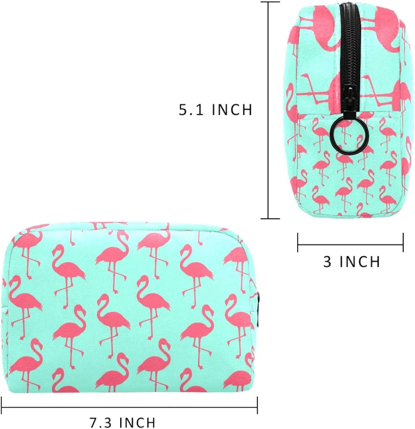 Makeup Organizer Bag, Seamless Elegant Flamingo Pattern Pencil Case Cosmetic Storage Bag Portable Toiletry Pouch for Women, Men, Traveling, School