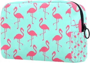 Makeup Organizer Bag, Seamless Elegant Flamingo Pattern Pencil Case Cosmetic Storage Bag Portable Toiletry Pouch for Women, Men, Traveling, School