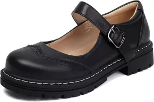 Mary Jane for Women Gothic Oxford Shoes - Flat Shoes, Ankle Tied, Round Toe for Casual Dresses, Work, and Campus