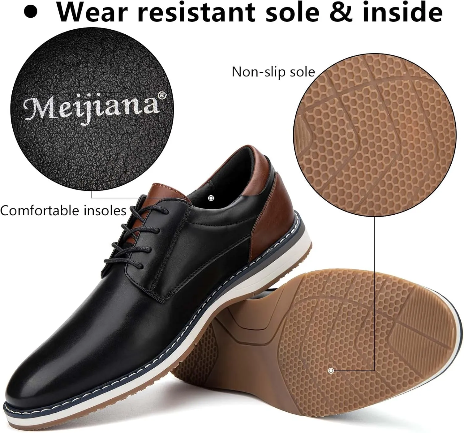 Meijiana Men's Oxfords Casual Dress Shoes Leather Lace Up Shoes for Men Business Oxford Shoes