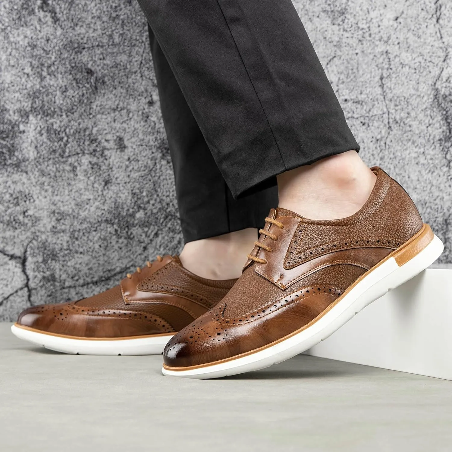 Meijiana Men's Oxfords Casual Dress Shoes Leather Lace Up Shoes for Men Business Oxford Shoes