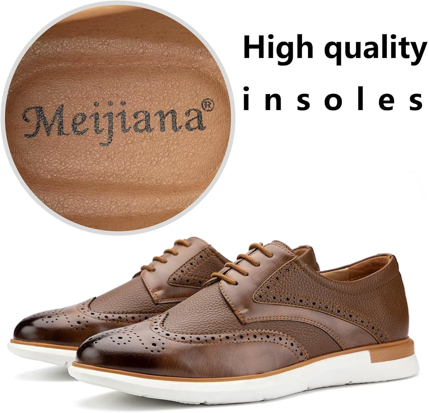 Meijiana Men's Oxfords Casual Dress Shoes Leather Lace Up Shoes for Men Business Oxford Shoes