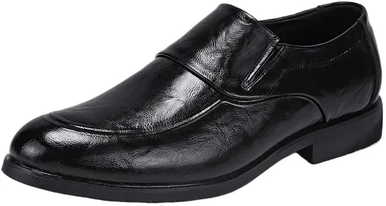 Men Leather Oxford Dress Shoes Round Toe Block Heel Rubber Sole Non Slip Party Comfortable Business Stylish Wedding Office Elegant Formal
