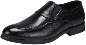 Men Leather Oxford Dress Shoes Round Toe Block Heel Rubber Sole Non Slip Party Comfortable Business Stylish Wedding Office Elegant Formal