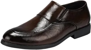 Men Leather Oxford Dress Shoes Round Toe Block Heel Rubber Sole Non Slip Party Comfortable Business Stylish Wedding Office Elegant Formal