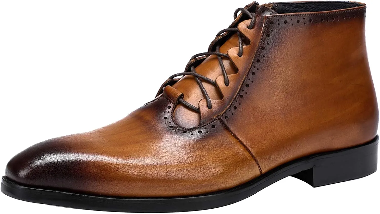 Mens Boot Lace Up Zipper Classical Oxford Leather Wing Tip Ankle Dress Boots Black Brown