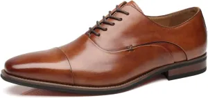 Mens Cap Toe Oxford Leather Lace Up Classic Comfortable Modern Formal Business Dress Shoes for Men