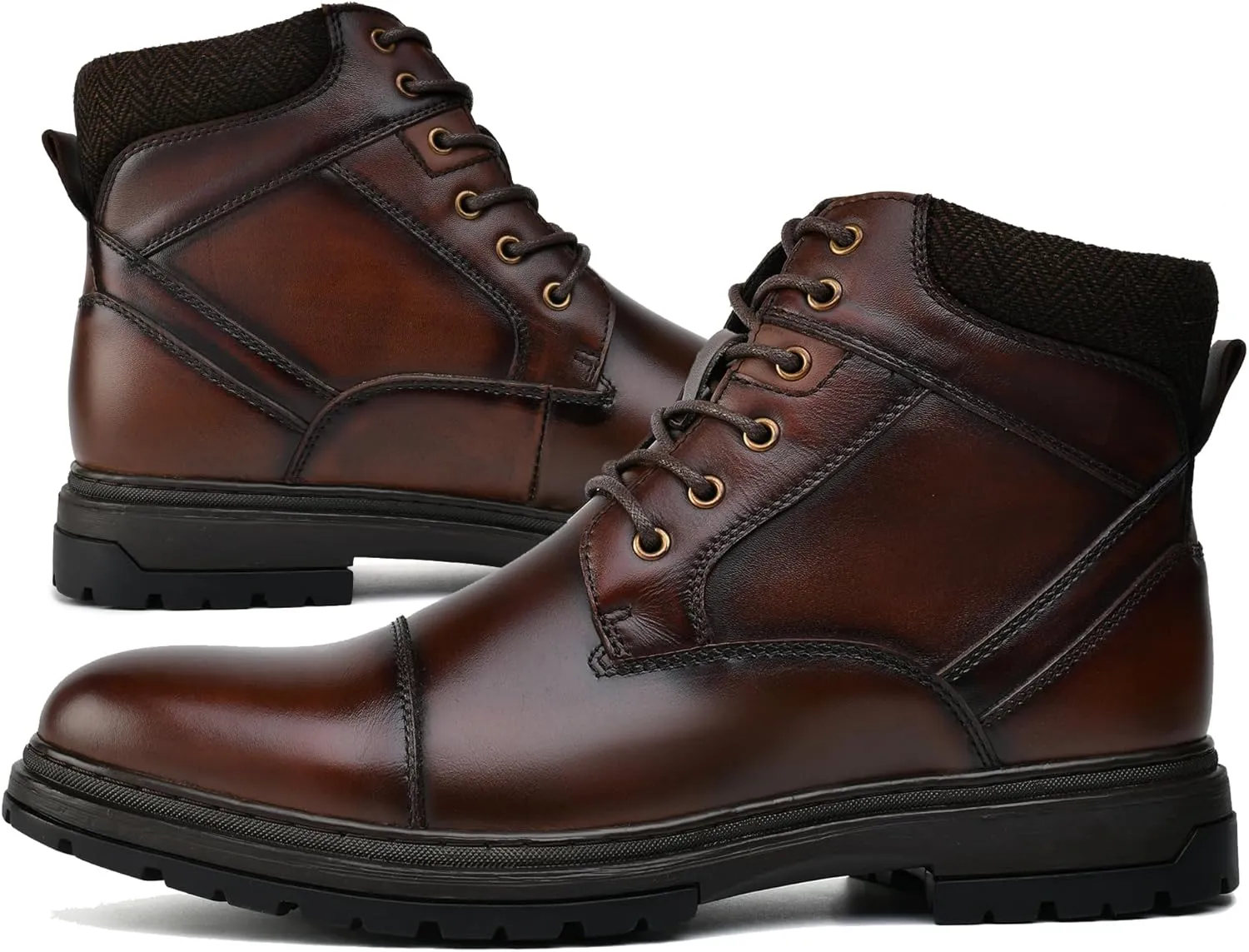 Mens Casual Chukka Dress Boots - High Top Comfortable Leather Oxford Ankle Boot Combat Motorcycle Winter Shoes for Men