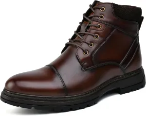 Mens Casual Chukka Dress Boots - High Top Comfortable Leather Oxford Ankle Boot Combat Motorcycle Winter Shoes for Men