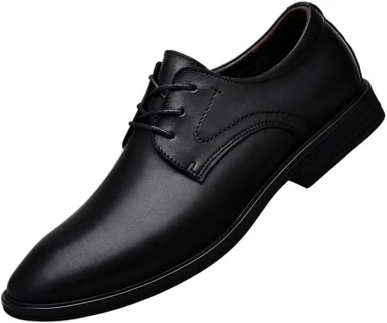 Men's Classic Lace-up Formal Oxford Shoes Fashion Casual Leather Low Heels Dress Shoes for Men
