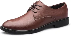 Men's Classic Lace Up Formal Tuxedo Derby Shoes - Comfortable Pointed Toe Oxfords for Business, Weddings, and Casual Events