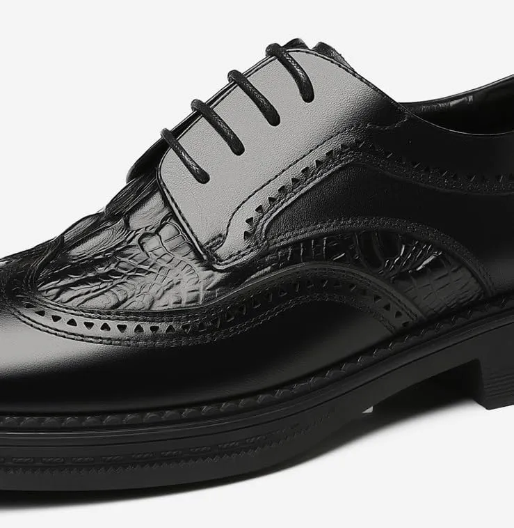 Men's Classic Leather Dress Shoes Mens Wingtip Brogue Shoes Lace-Up Lightweight Casual Walking Oxfords Shoes(6.5)