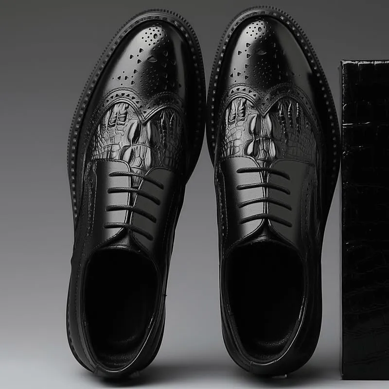 Men's Classic Leather Dress Shoes Mens Wingtip Brogue Shoes Lace-Up Lightweight Casual Walking Oxfords Shoes(6.5)