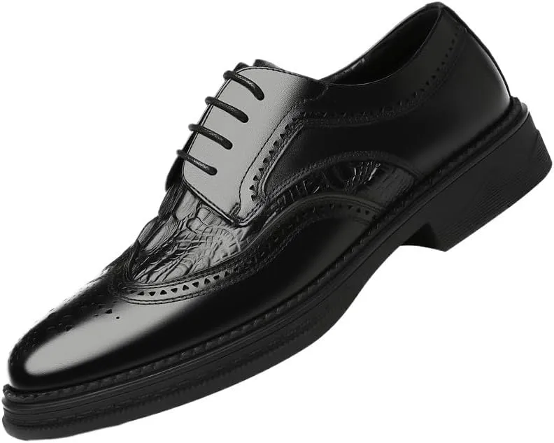 Men's Classic Leather Dress Shoes Mens Wingtip Brogue Shoes Lace-Up Lightweight Casual Walking Oxfords Shoes(6.5)