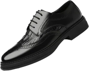 Men's Classic Leather Dress Shoes Mens Wingtip Brogue Shoes Lace-Up Lightweight Casual Walking Oxfords Shoes(6.5)