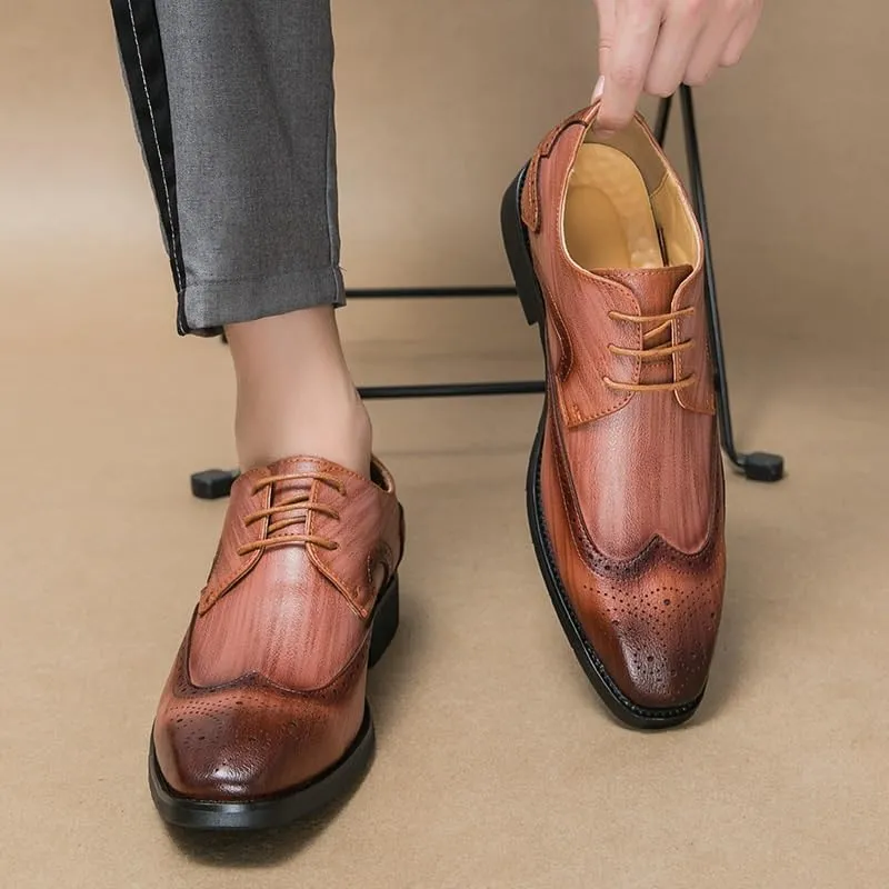 Men's Classic Patent Leather Oxford Lace-up Formal Dress Shoes Lightweight Comfortable Platform Derby Shoes for Business Dinners
