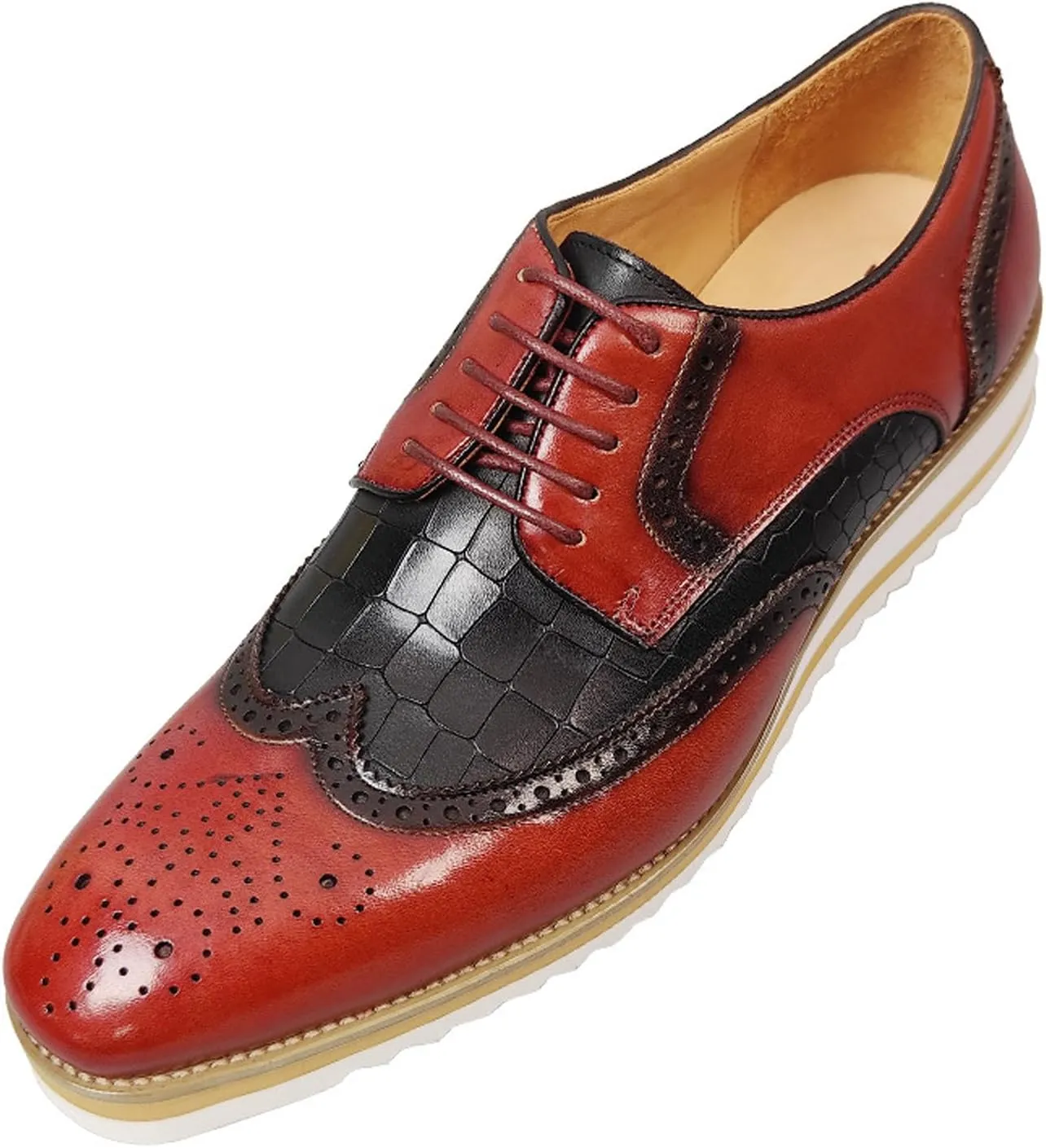 Mens Dress Shoes Genuine Leather Wingtip Brogue Oxfords – Elegant Business & Suit Footwear with Ultra-Comfort Cushioned Insole, Ideal for Weddings & Office