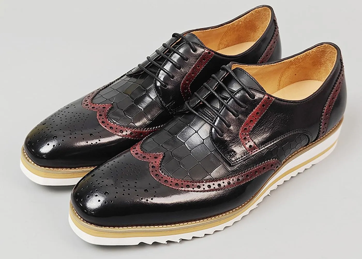 Mens Dress Shoes Genuine Leather Wingtip Brogue Oxfords – Elegant Business & Suit Footwear with Ultra-Comfort Cushioned Insole, Ideal for Weddings & Office