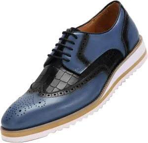 Mens Dress Shoes Genuine Leather Wingtip Brogue Oxfords – Elegant Business & Suit Footwear with Ultra-Comfort Cushioned Insole, Ideal for Weddings & Office