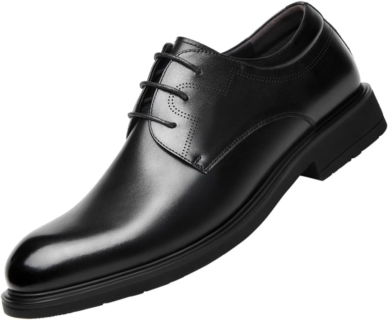 Men's Elevator Dress Shoes Leather Business Oxford Shoes Modern Invisible Height Increasing Formal Lace-Ups Shoes, 314" (8Cm) Taller