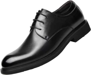 Men's Elevator Dress Shoes Leather Business Oxford Shoes Modern Invisible Height Increasing Formal Lace-Ups Shoes, 314" (8Cm) Taller