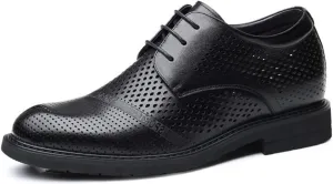 Men's Elevator Dress Shoes Leather Business Oxford Shoes Modern Invisible Height Increasing Formal Lace-Ups Shoes, 314" (8Cm) Taller