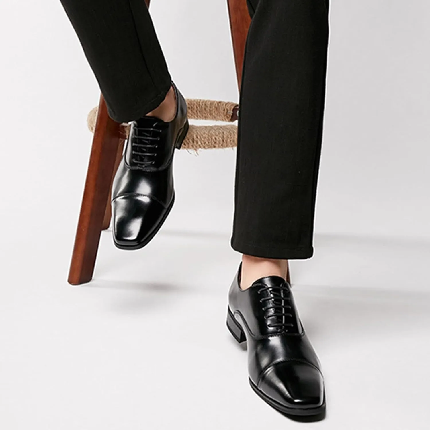 Men's Genuine Leather Italian Luxury Dress Shoes Comfortable Slip On Monk Strap Loafers Classic Formal Business Shoes Elegant Block Heel Oxford Tuxedo