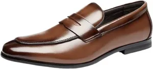 Mens Handmade Genuine Leather Oxford Dress Shoes Slip On Pointed Toe Business Office Comfortable Casual Elegant