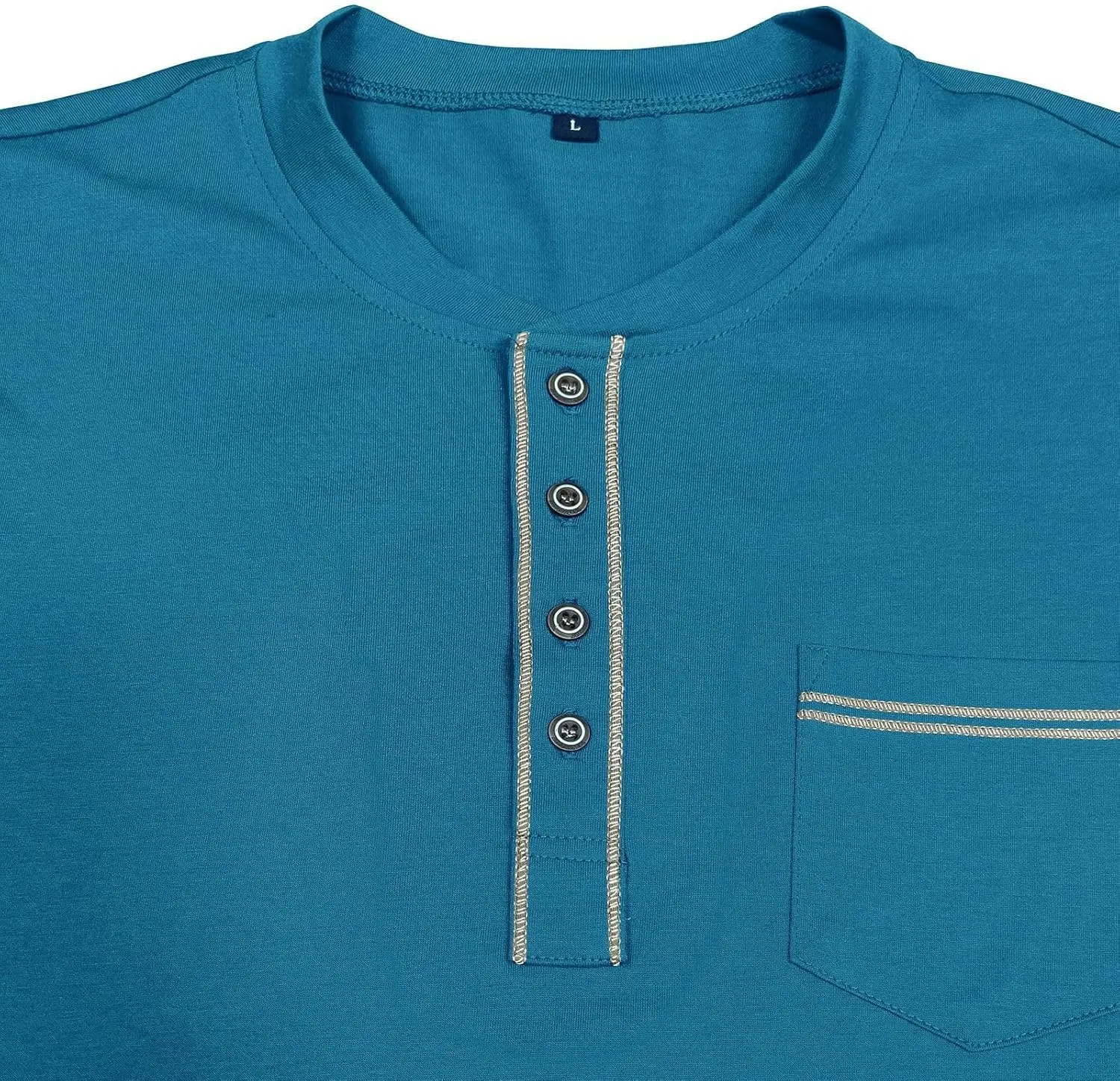 Men's Henley Shirt Soft Cotton Short Sleeve Stretchy Muscle Fit T Shirts Classic Band Collar Button Down Tee Tops