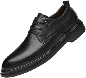 Mens Lace Up Dress Shoes Classic Fashion Pointed Toe Low Top Leather Derby Shoes Non-Slip Softsole Walking Oxford Shoes