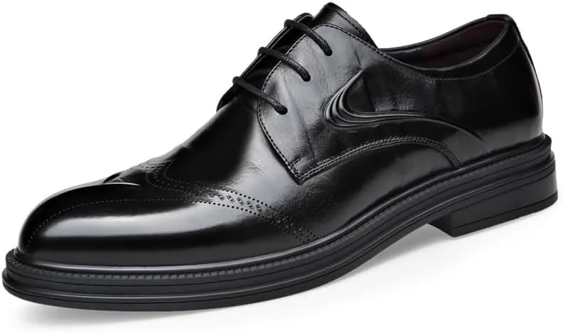 Men's Leather Oxford Shoes - Classic Pointed-Toe Dress Shoes for Business & Casual Wear