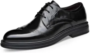 Men's Leather Oxford Shoes - Classic Pointed-Toe Dress Shoes for Business & Casual Wear