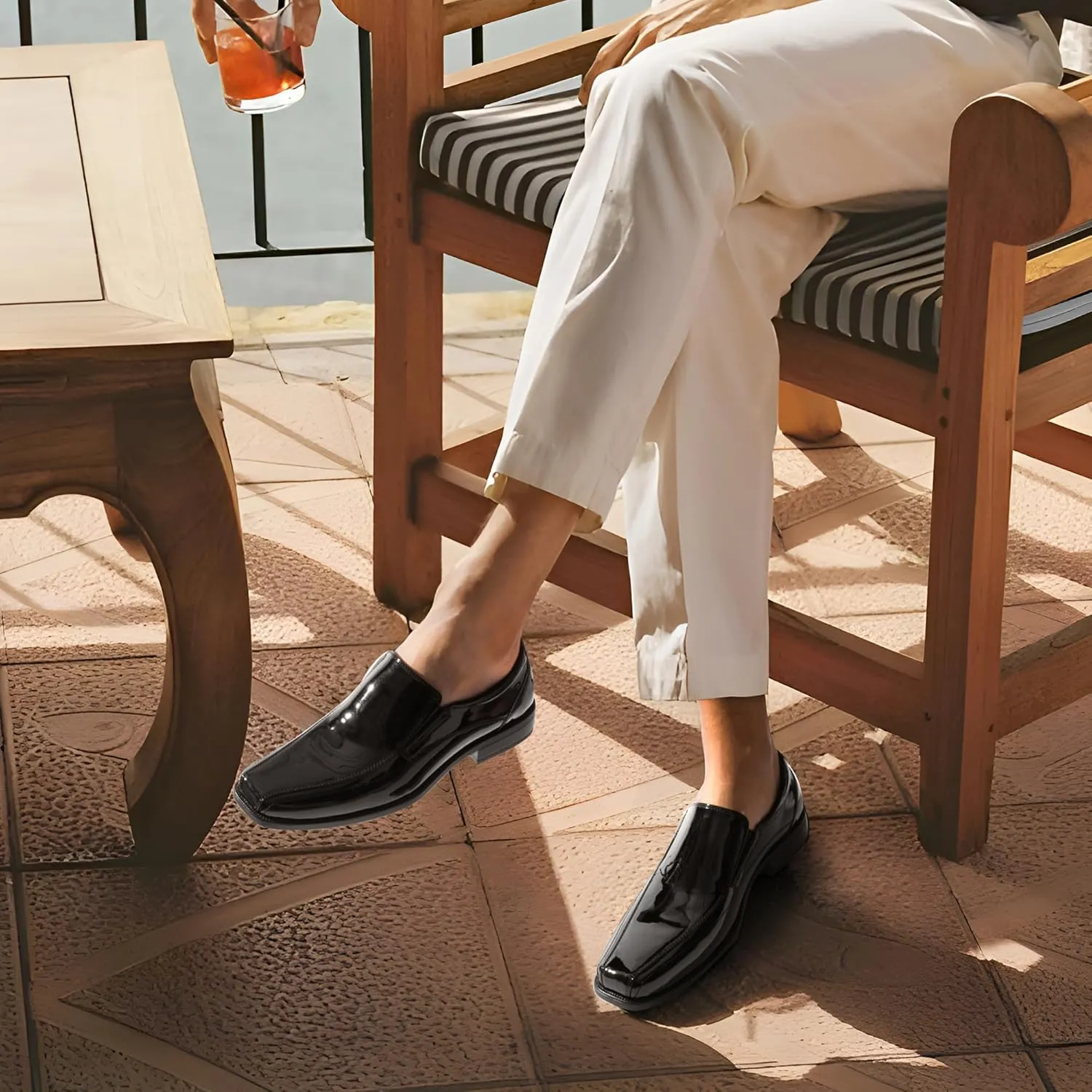 Mens Loafers Slip on Formal Dress Shoes, Microfiber Lined, Square Toe for Work and Casual, Business Oxford Style
