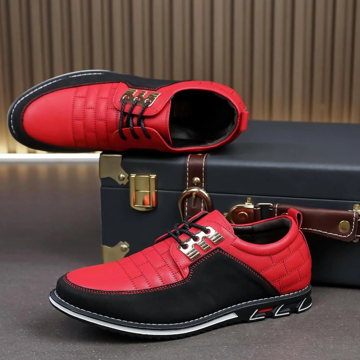Men's Modern Oxford Leather Fashion Sneakers Walking Shoes Business Office Party Prom Dress Shoes Size 7-15