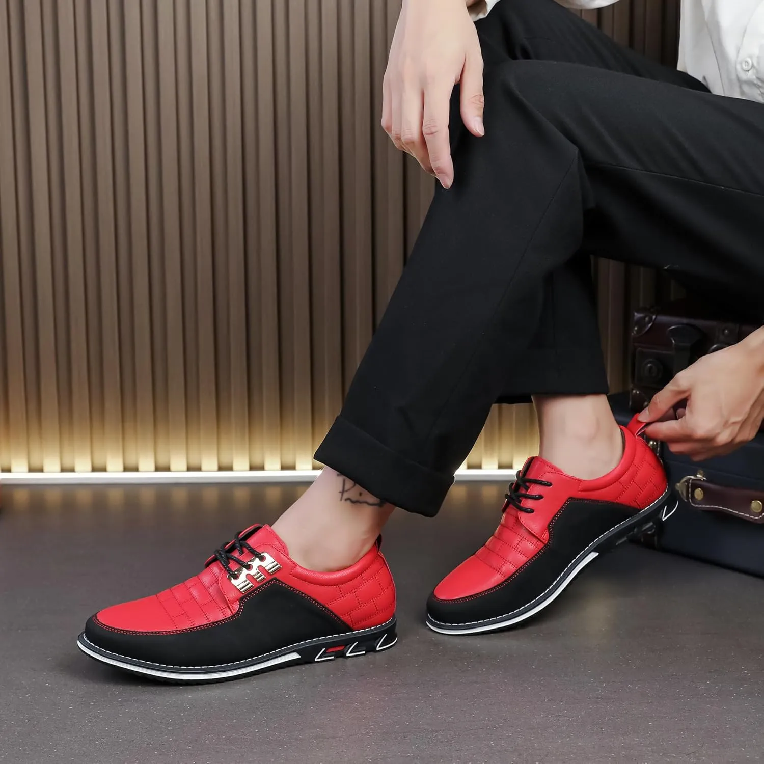 Men's Modern Oxford Leather Fashion Sneakers Walking Shoes Business Office Party Prom Dress Shoes Size 7-15