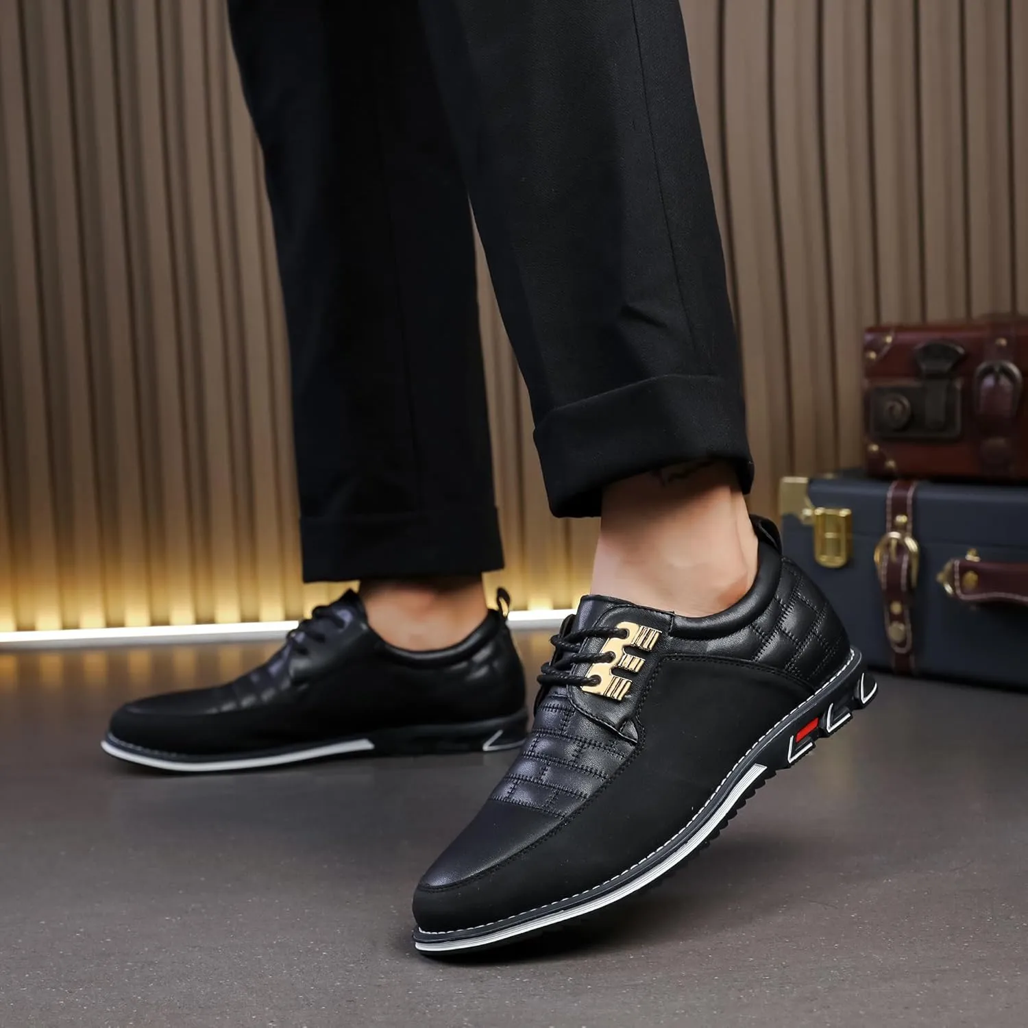 Men's Modern Oxford Leather Fashion Sneakers Walking Shoes Business Office Party Prom Dress Shoes Size 7-15