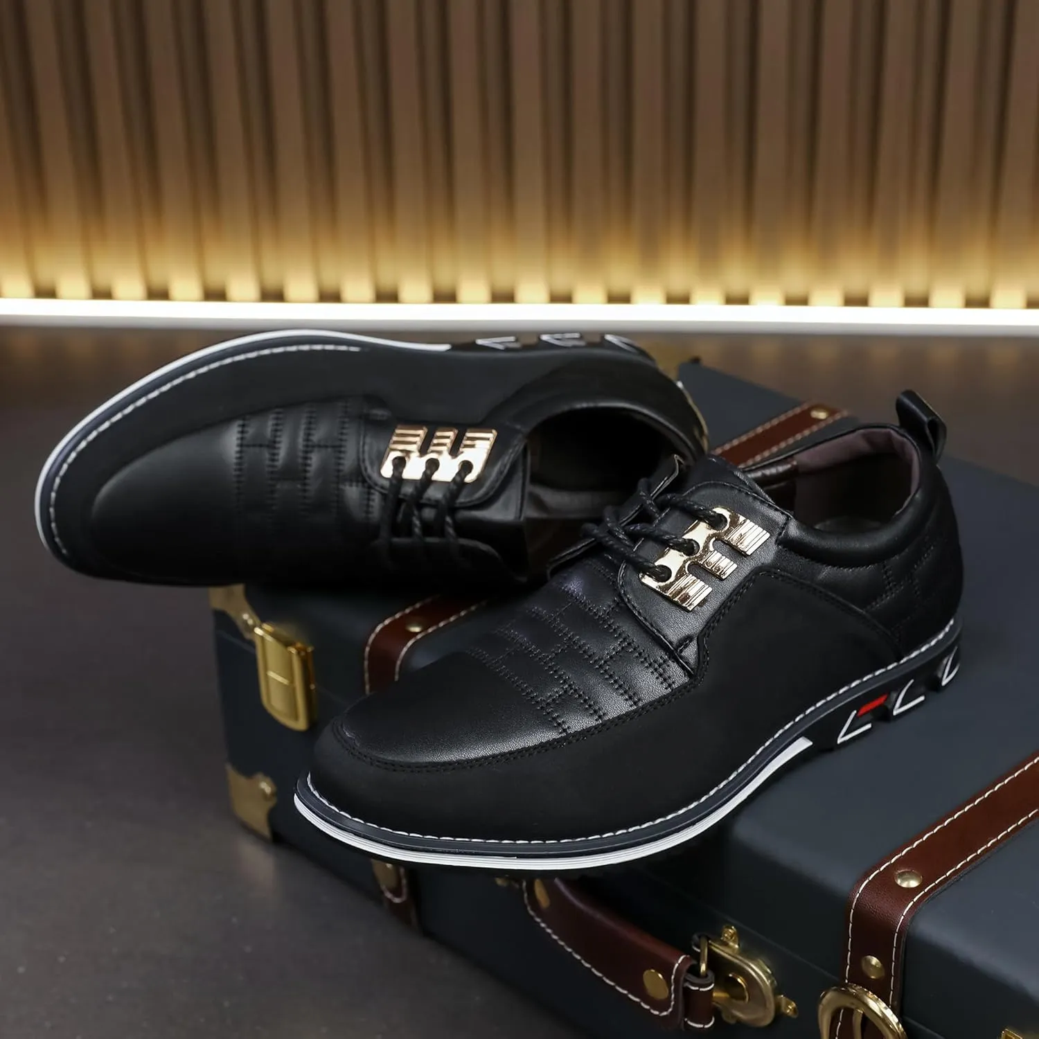 Men's Modern Oxford Leather Fashion Sneakers Walking Shoes Business Office Party Prom Dress Shoes Size 7-15