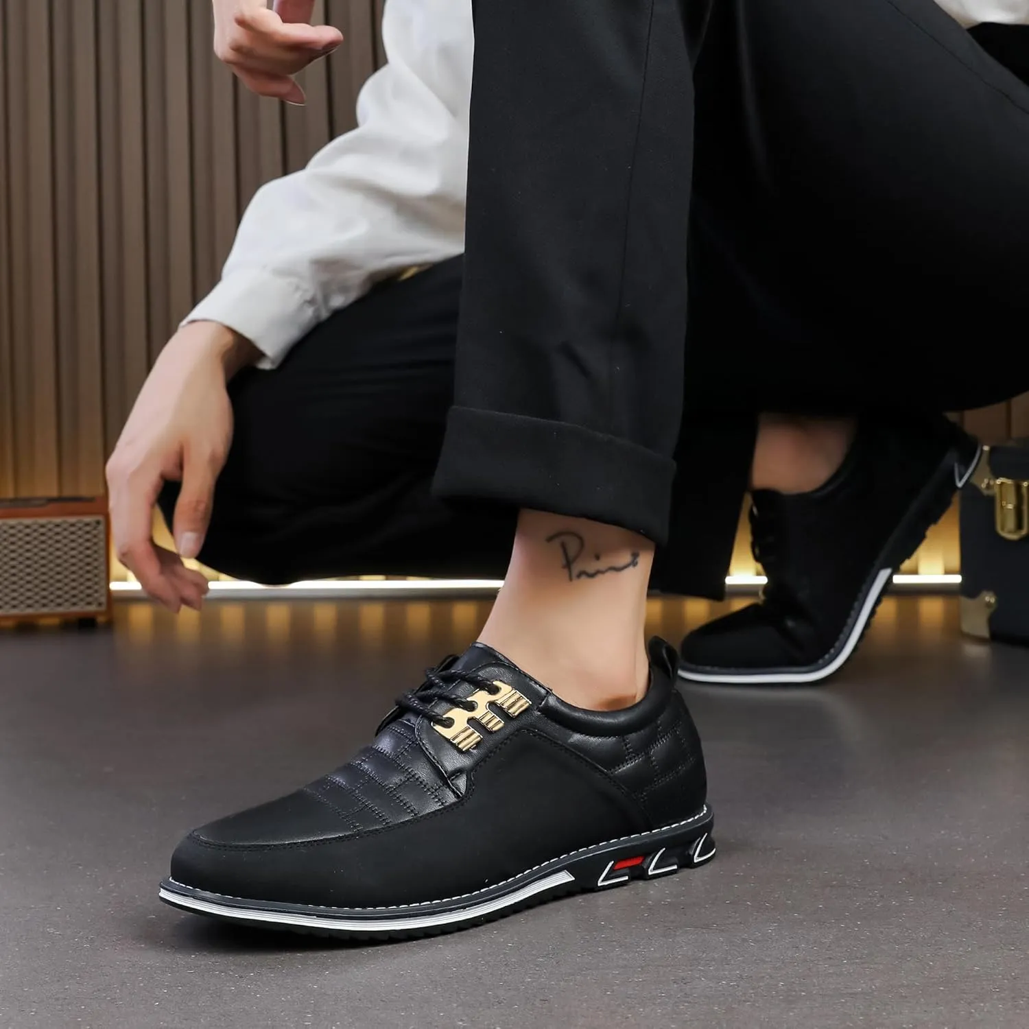 Men's Modern Oxford Leather Fashion Sneakers Walking Shoes Business Office Party Prom Dress Shoes Size 7-15