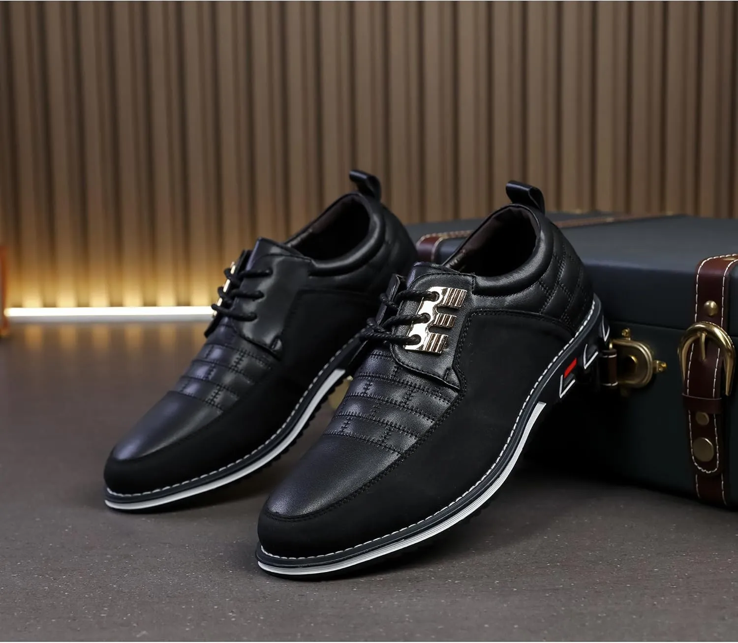 Men's Modern Oxford Leather Fashion Sneakers Walking Shoes Business Office Party Prom Dress Shoes Size 7-15