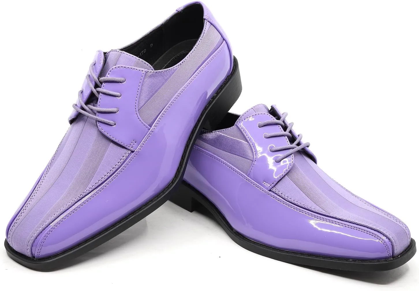 Men's Oxford Lace up Striped Satin Patent Tuxedo Dress Shoes MC-179
