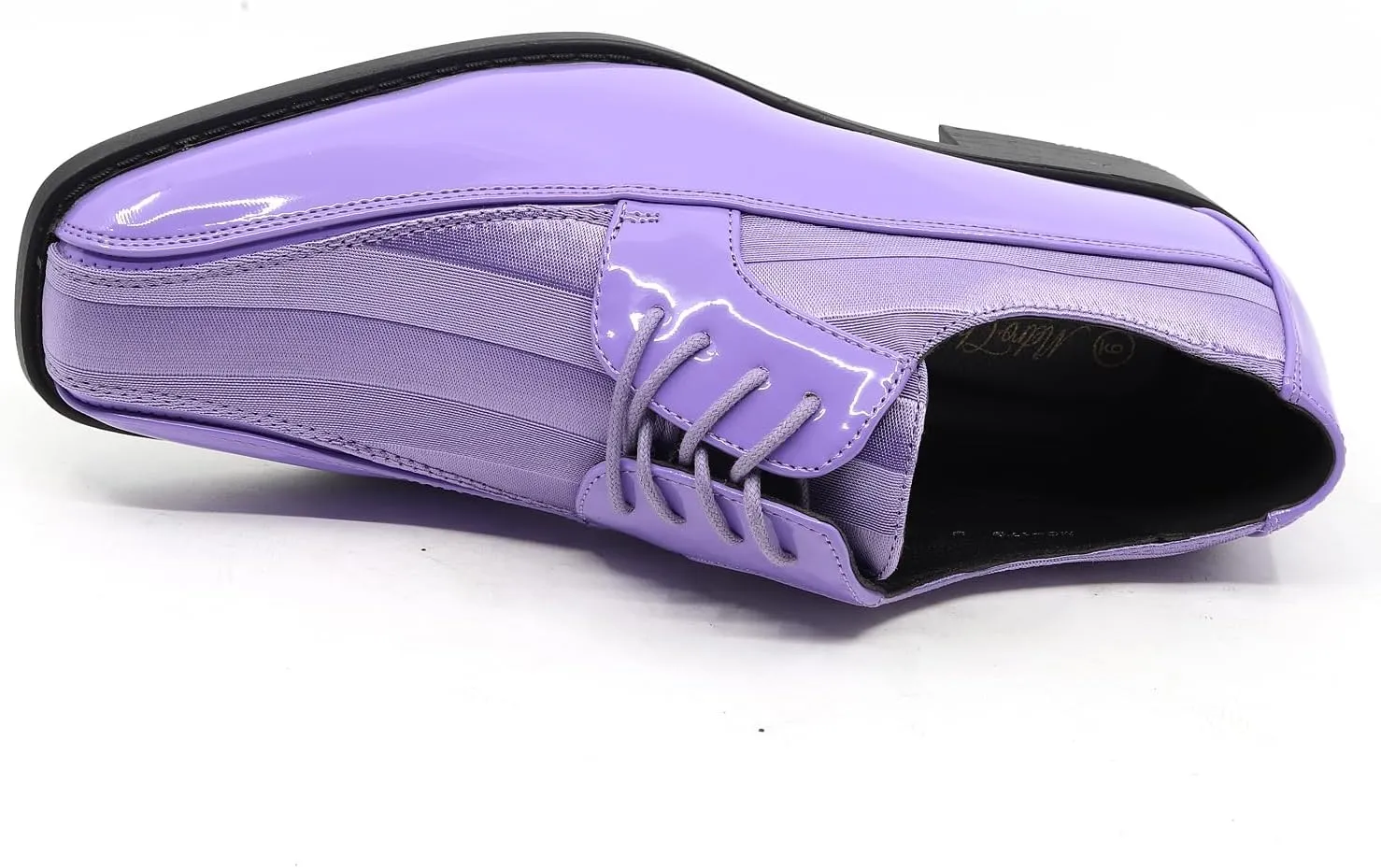 Men's Oxford Lace up Striped Satin Patent Tuxedo Dress Shoes MC-179