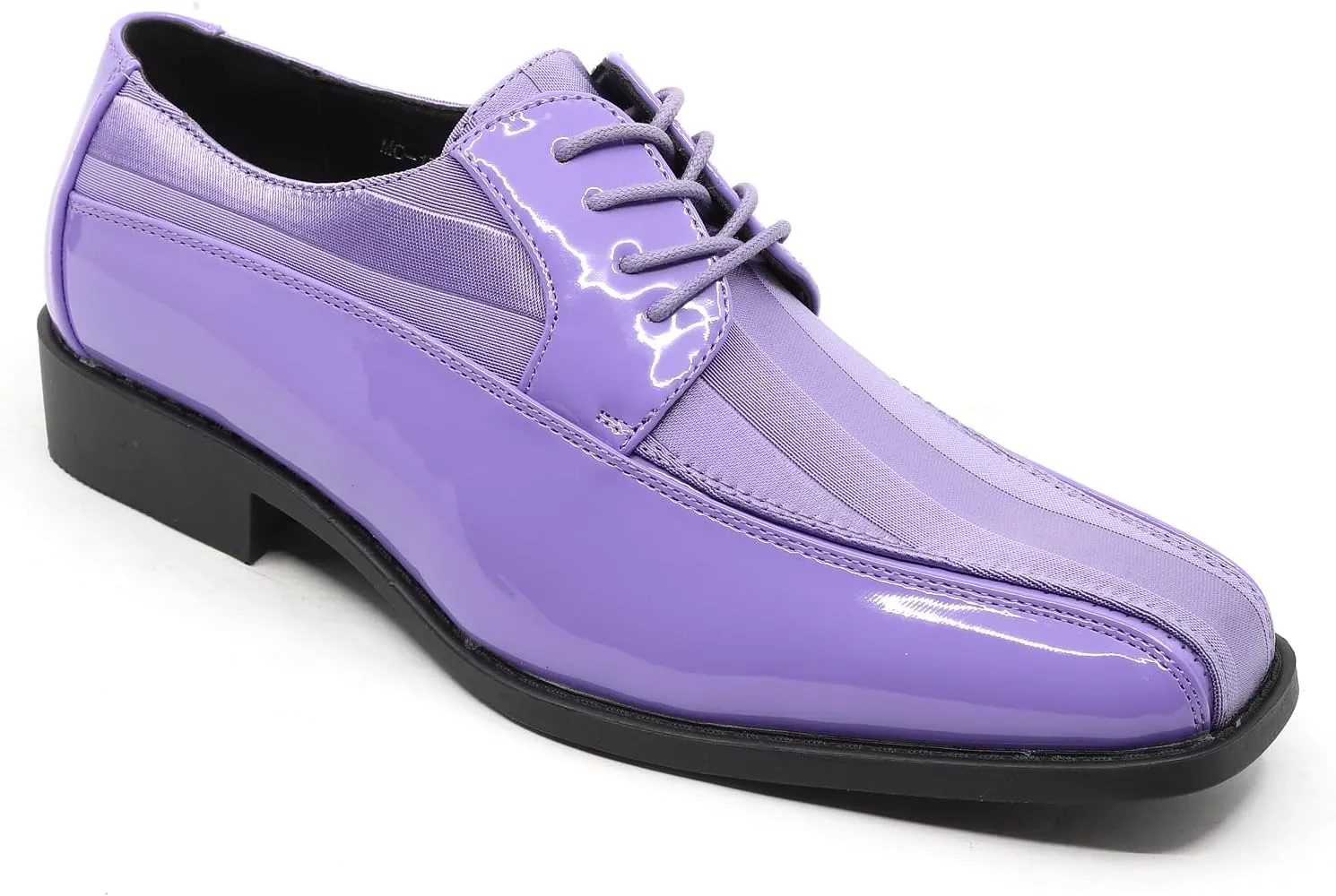 Men's Oxford Lace up Striped Satin Patent Tuxedo Dress Shoes MC-179