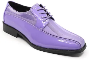 Men's Oxford Lace up Striped Satin Patent Tuxedo Dress Shoes MC-179