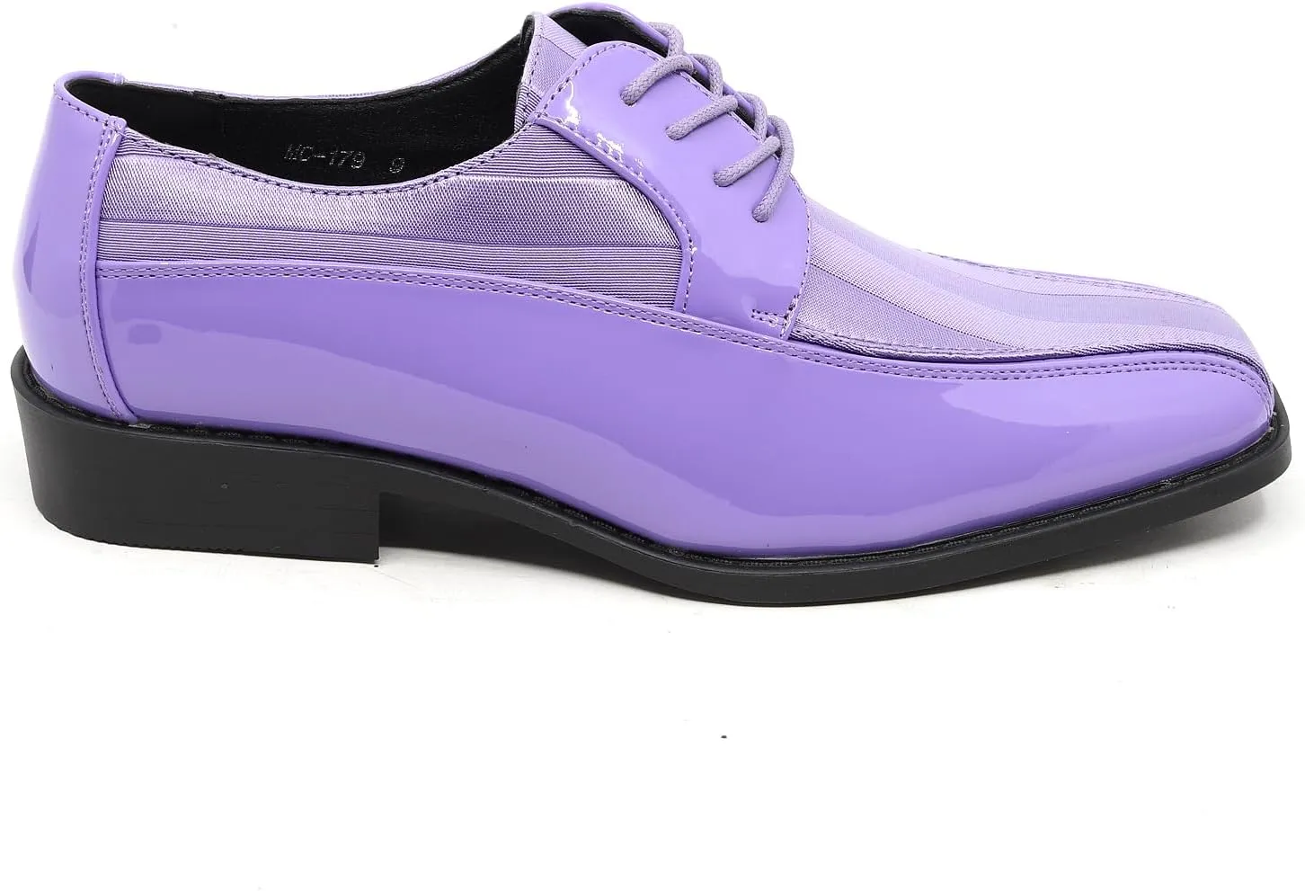 Men's Oxford Lace up Striped Satin Patent Tuxedo Dress Shoes MC-179