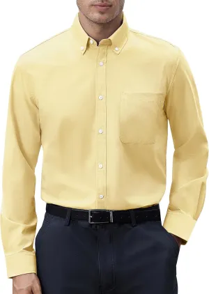 Mens Oxford Shirts Long Sleeve Button Down Shirt Regular Fit Business Casual Dress Shirts